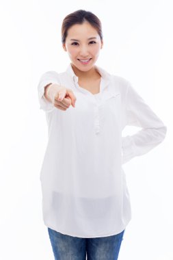 Genç Asyalı kadın işaret