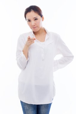 Genç Asyalı kadın işaret