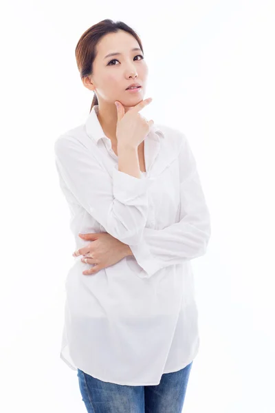 Thinking young Asian woman — Stock Photo, Image