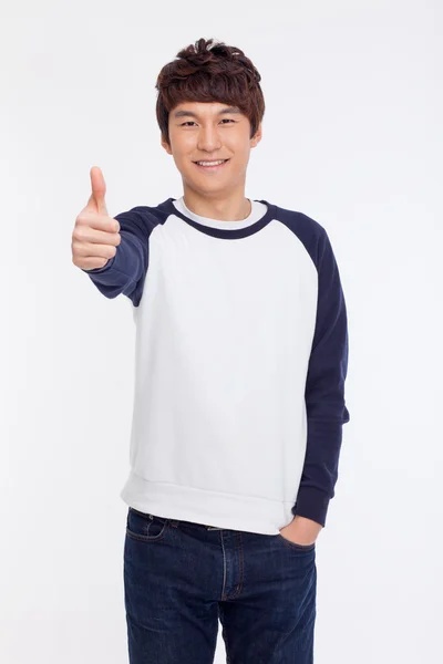 Jonge Aziatische man weergegeven: duim. — Stockfoto