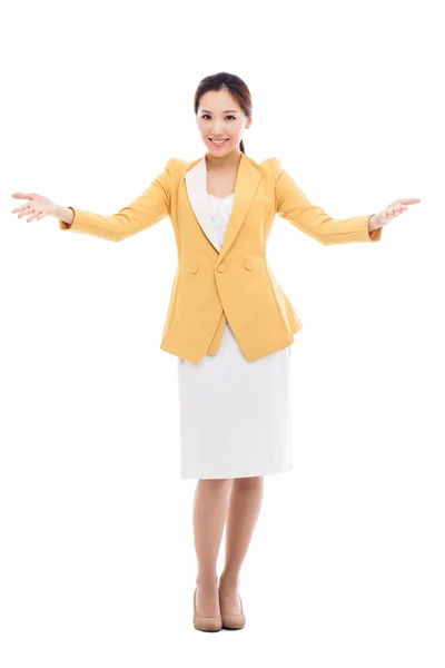 Young Asian business woman spread her arms. — Stock Photo, Image