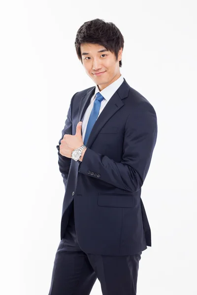Wyświetlone kciuk mężczyzna młody azjatycki biznes. — Zdjęcie stockowe