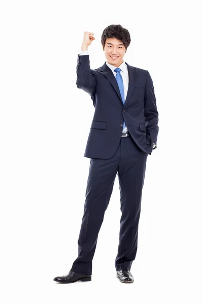 Showing fist young Asian business man. — Stock Photo, Image