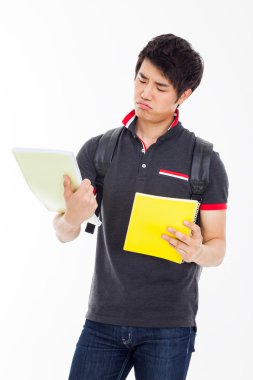 bir stres sahip genç bir Asyalı öğrenci