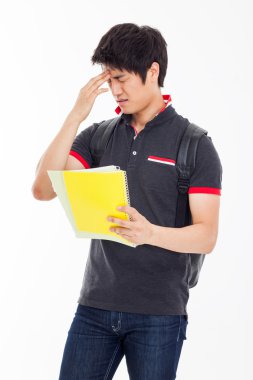 bir stres sahip genç bir Asyalı öğrenci