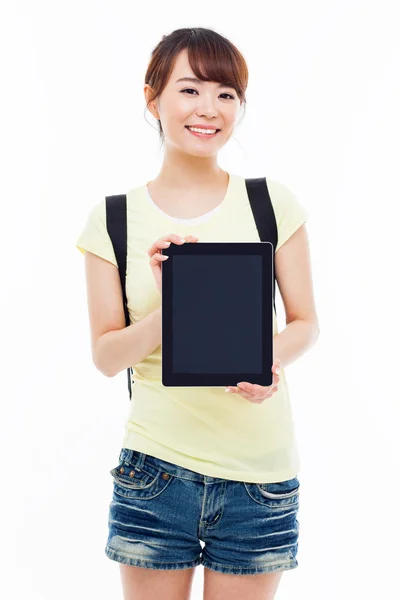 Vrouw met tabletcomputer — Stockfoto