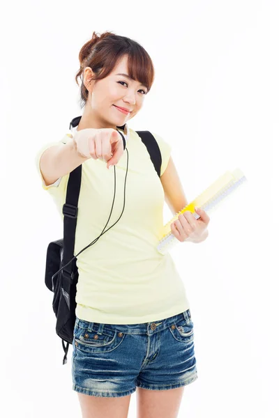 Young Asian woman pointing you — Stock Photo, Image