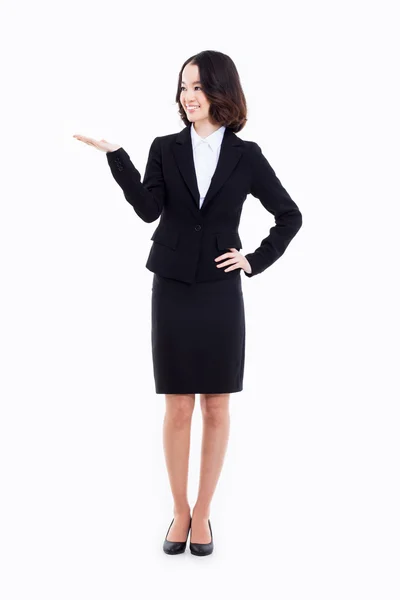 Asian business woman indicate blank space — Stock Photo, Image