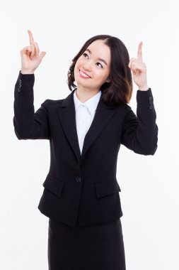 genç iş kadını noktası tarafı yukarı