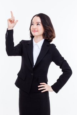 genç iş kadını noktası tarafı yukarı