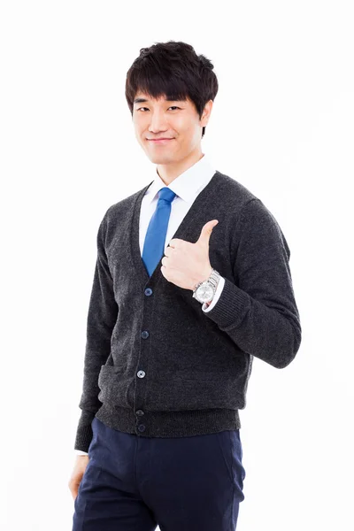 Zobrazeno palec mladé asijské obchodní muž. — Stock fotografie