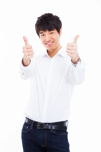 Młody człowiek Azji wyświetlone kciuka. — Zdjęcie stockowe