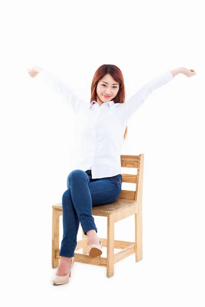 Young Asian woman stretching. — Stock Photo, Image