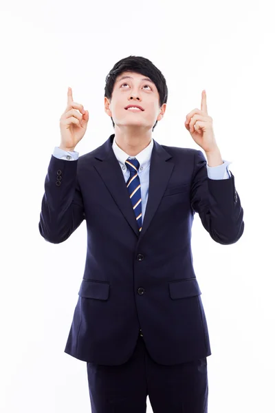 Young asian man indicated up side. — Stock Photo, Image