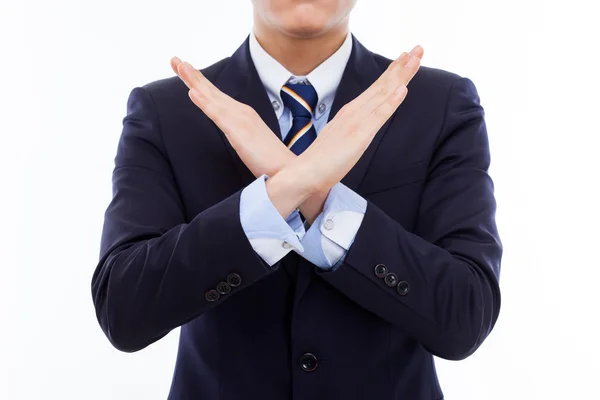 Jovem asiático mostrando sinal de proibição — Fotografia de Stock