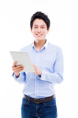 smard pad pc sahip genç Asyalı adam