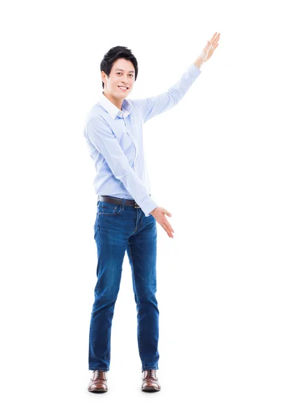 Asian man present something — Stock Photo, Image