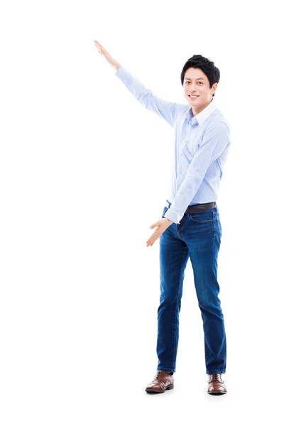 Asian man present something — Stock Photo, Image