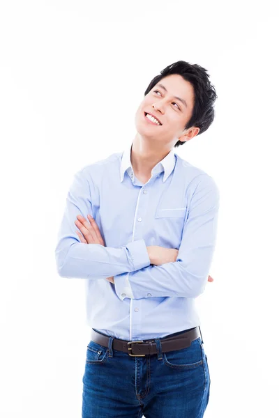 Denken jonge Aziatische man — Stockfoto