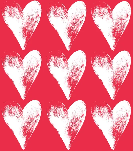 Elegante patrón rojo con corazones grunge — Vector de stock