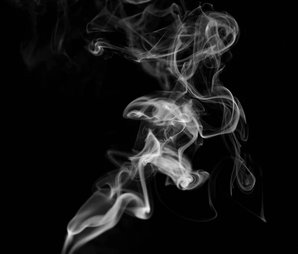 Διεστραμμένα Στίγματα Καπνού Κίνηση Καπνού Μαύρο Φόντο Αφηρημένες Γραμμές Καπνού — Φωτογραφία Αρχείου