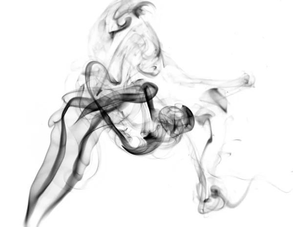 Twisted Plumes Smoke Movement Black Smoke White Background Abstract Smoke — Stock Photo, Image