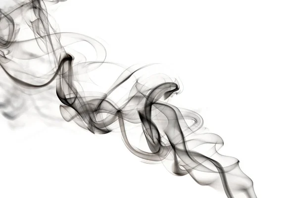 Twisted Plumes Smoke Movement Black Smoke White Background Abstract Smoke — Stock Photo, Image