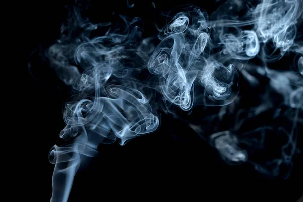 Twisted Plumes Smoke Smoke Movement Black Background Abstract Smoke Lines — Stock Photo, Image