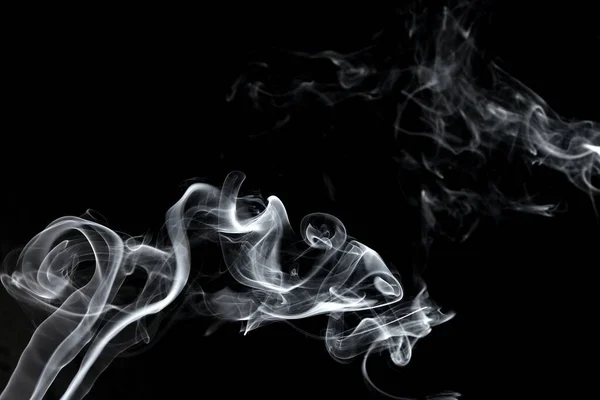 Plumas Torcidas Fumaça Movimento Fumaça Fundo Preto Linhas Fumo Abstratas Fotografia De Stock