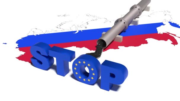 欧盟停止俄罗斯石油贸易的三维例证 依赖俄罗斯石油的概念 对俄罗斯的制裁 3D渲染 — 图库视频影像