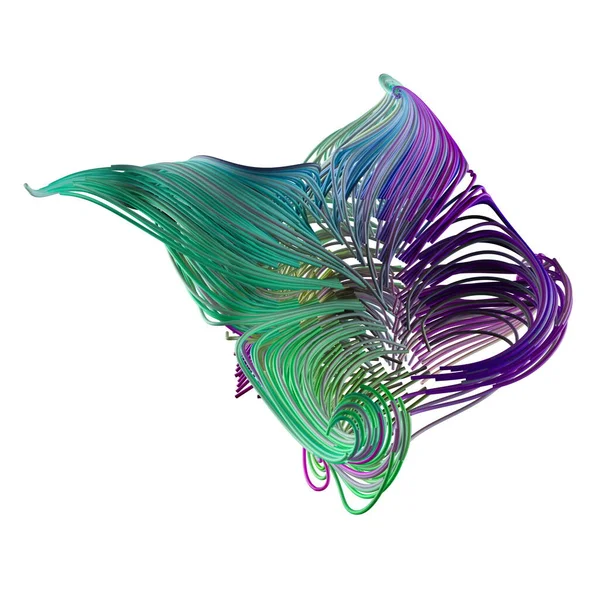 カラフルな線の3次元抽象構成 未来的なデザイン要素 3Dイラスト — ストック写真