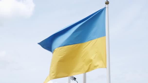 Національний Прапор України Під Вітром Дме Голубий Жовтий Прапор — стокове відео