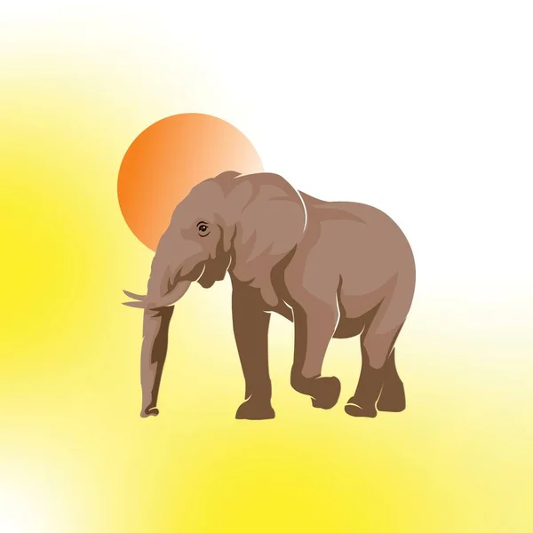 Gran Logotipo Elefante Silueta Animales Grandes Caminando Círculo Vector Ilustración — Vector de stock