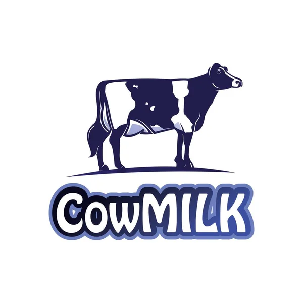 Logotipo Leite Vaca Leiteira Silhueta Gado Inteligente Comendo Grama Vetor —  Vetores de Stock