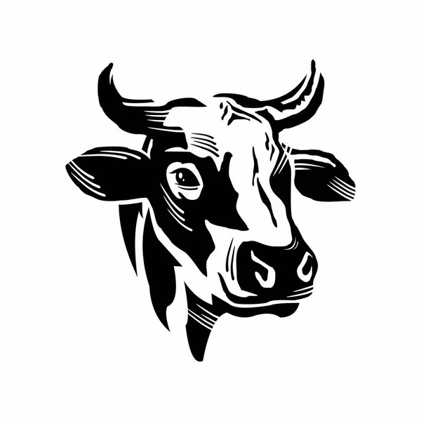 スマート牛の偉大な牛の頭のロゴのシルエットベクトルイラスト — ストックベクタ