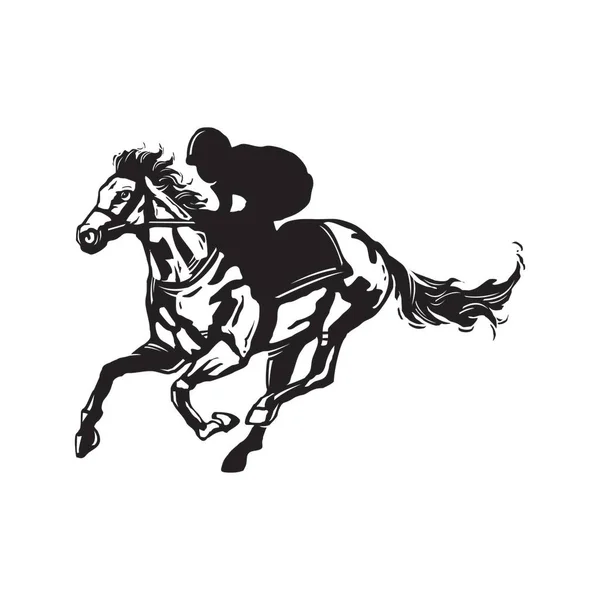 Racinng Horse Logo Man His Big Horse Vector Illustration — Stock Vector