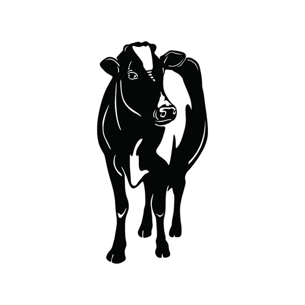 印刷された牛 健康的な牛のロゴ 偉大な牛のベクトルイラストのシルエット — ストックベクタ