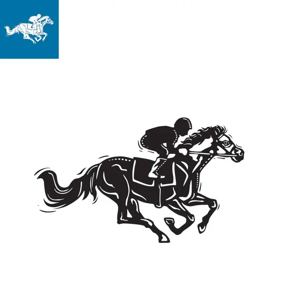 Άλογο Τρέξιμο Άλογο Αγώνα Λογότυπο Σιλουέτα Ενός Άνδρα Απαλλαγή Άλογο — Διανυσματικό Αρχείο