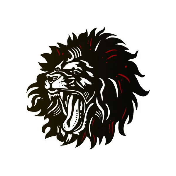 Lion Head Logo Silhouette Angry Lion Big Fang Vector Illustration — Stock Vector