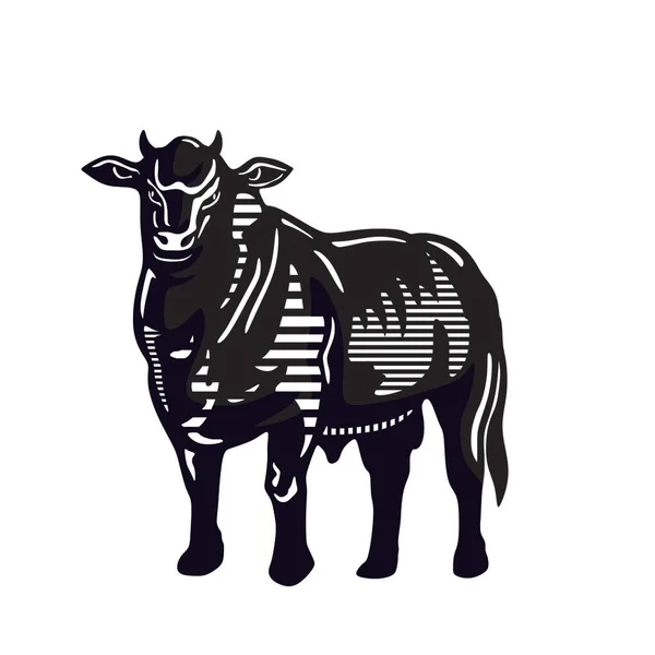 Bulle Stehende Limousine Bulle Logo Silhouette Von Großen Rindern Vrctor — Stockvektor