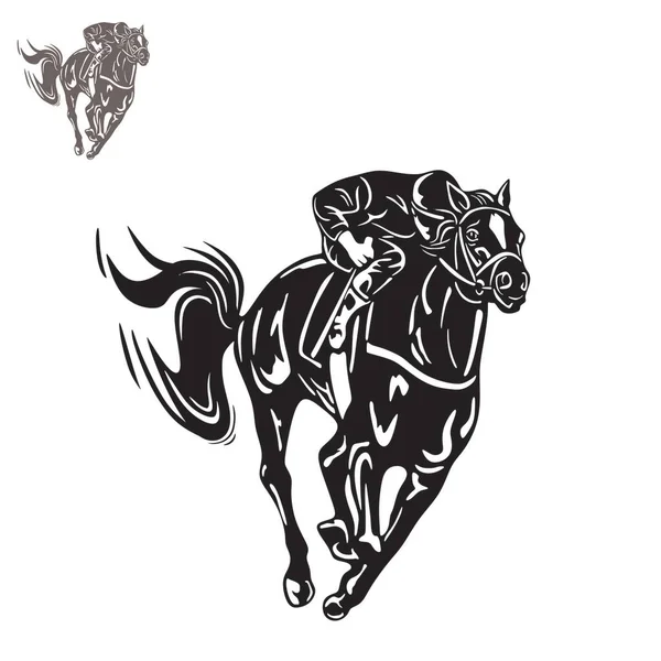 Horse Racing Logo Silhouette Fast Running Horse Rider Vector Illustration — Stock Vector