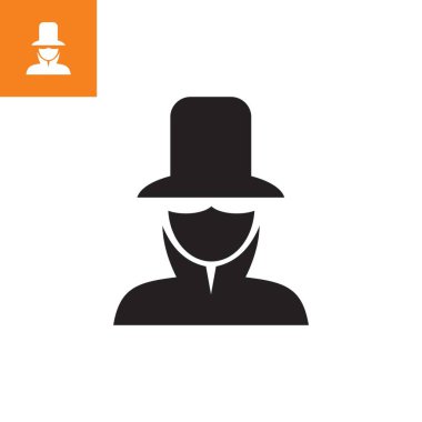 SIMPLE DETECTIVE LOGO, silhouette of great strange man closeup vector illustrations