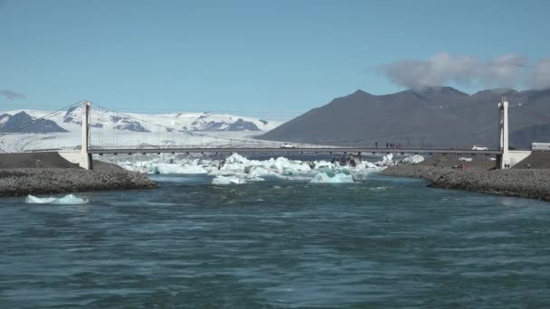IJsland. IJsbergen in een gletsjermeer — Stockvideo