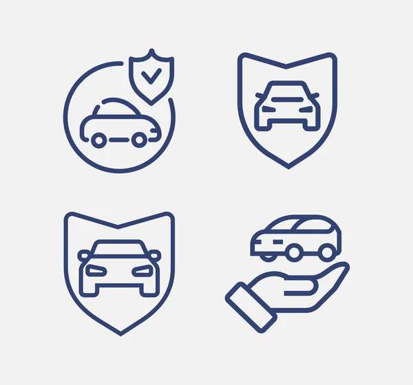 Car Insurance Vector Icon Set Car Protection — Stock Vector
