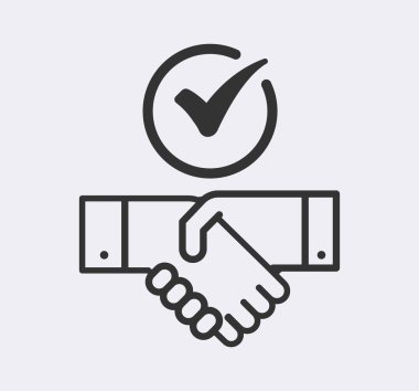 Anlaşma, anlaşma, el sıkışma vektör simgesi ayarlandı