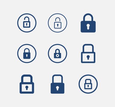 Web Güvenlik Kilidi vektör simgesi ayarlandı. Güvenlik, ağ güvenliği