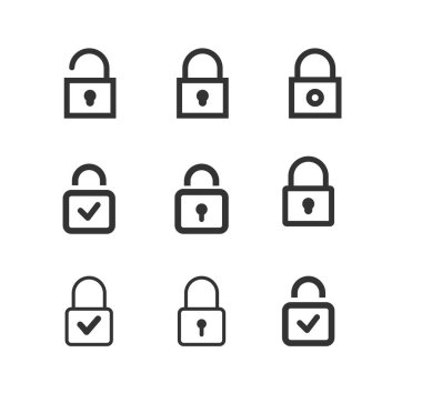 Web Güvenlik Kilidi vektör simgesi ayarlandı. Güvenlik, ağ güvenliği
