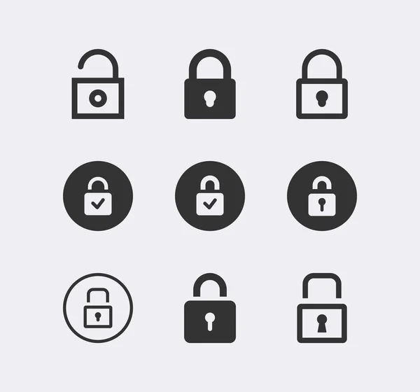 Web Security Lock Vector Icon Set Safety Web Security — Stock Vector