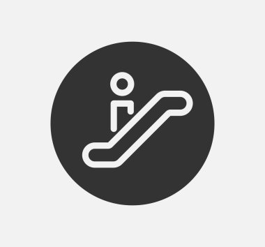 Yürüyen merdiven, asansör vektör ikonu. Kamu navigasyon vektörü çizimi.