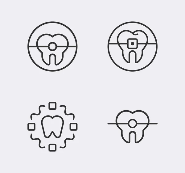 Icono Ortodoncista Icono Línea Dientes Frenos Odontología — Vector de stock